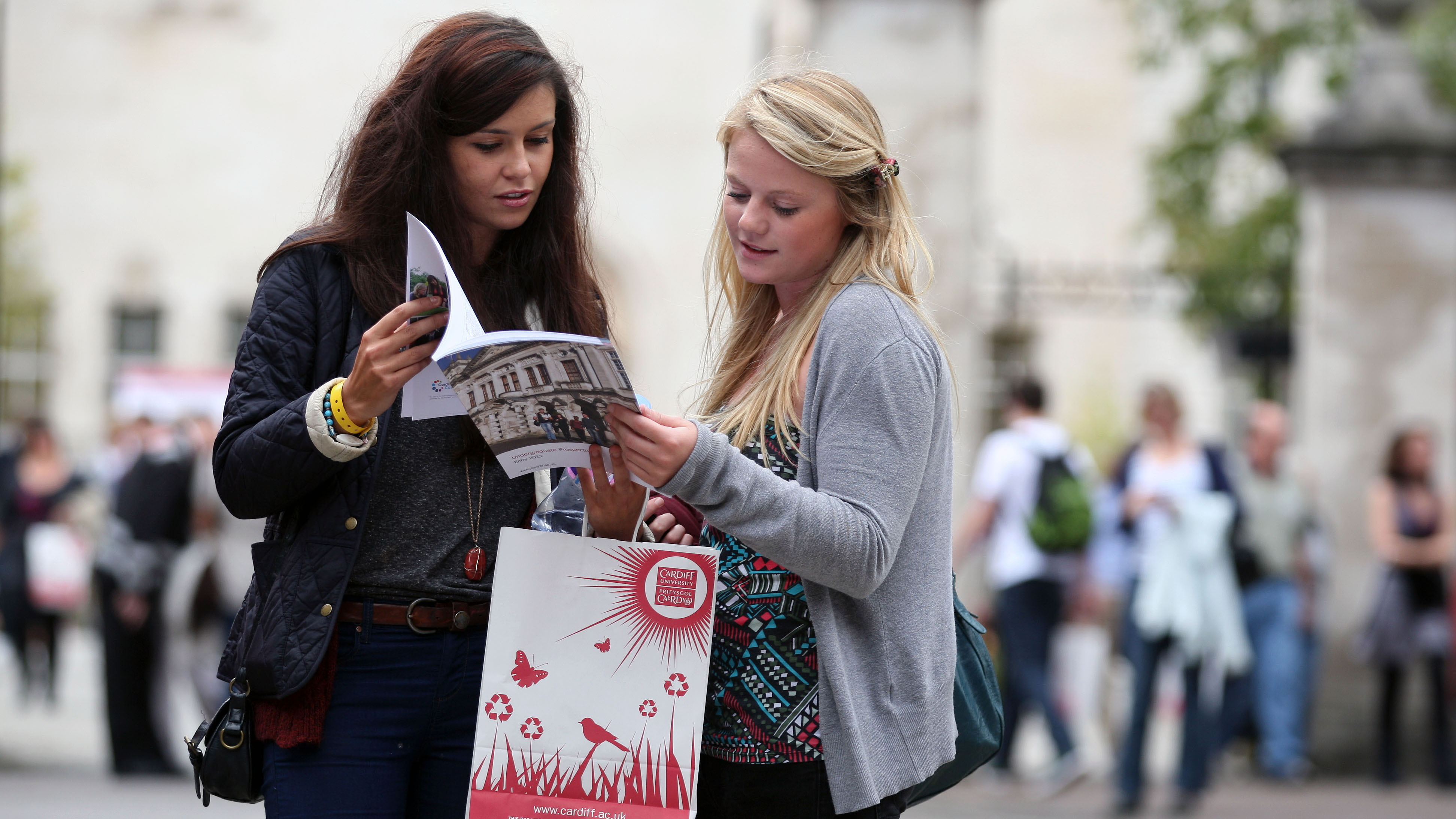 Two girls attending an open day